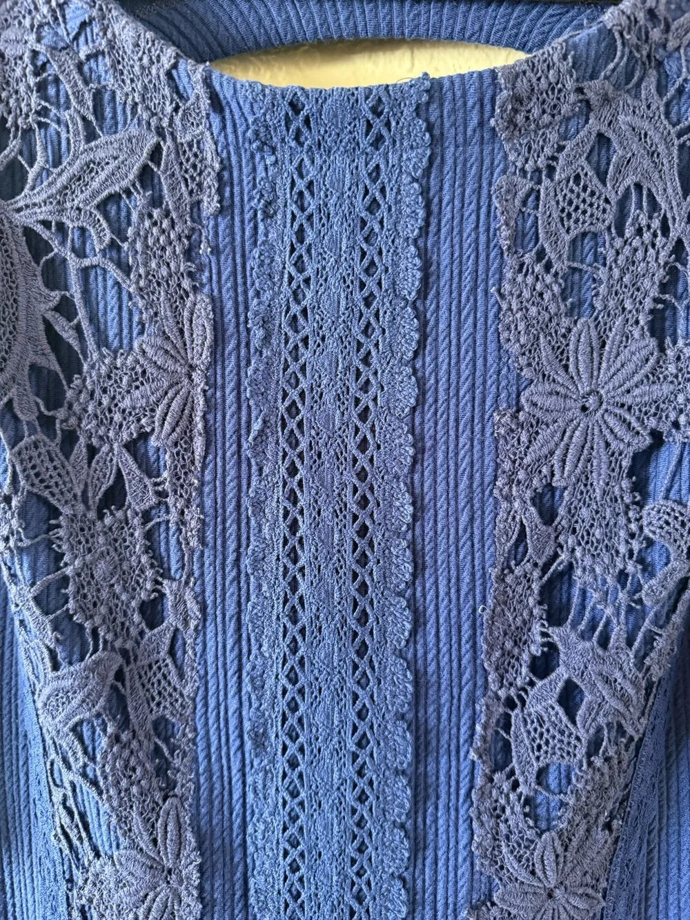 Free People Royal Blue Rib Knit Mini Dress Small Petite 3/4 Sleeve Back Cutout